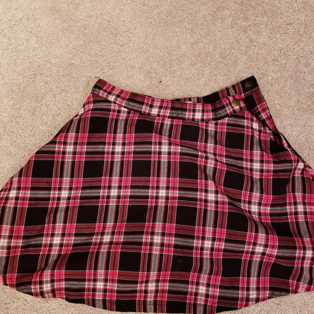 American apparel pink plaid circle skirt